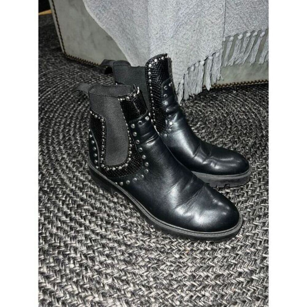 Zara studded‎ leather ankle boots size 9.5